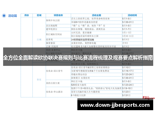 全方位全面解读欧协联决赛规则与比赛流程梳理及观赛要点解析指南